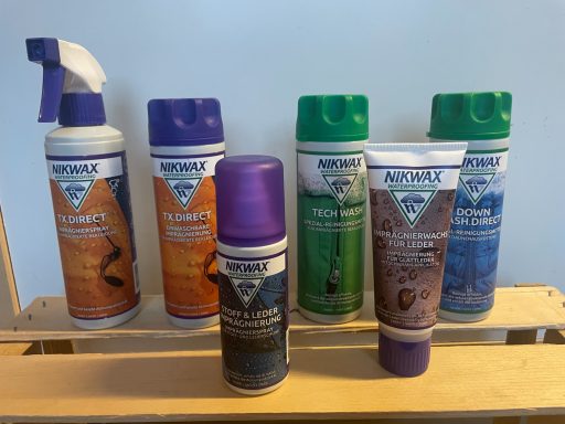 Pflegemittel und Imprägnierung für Outdoor Bekleidung, Schuhe und Schlafsäcke Nikwax TX Direct, Tech Wash, Down Wash, Imprägnierung